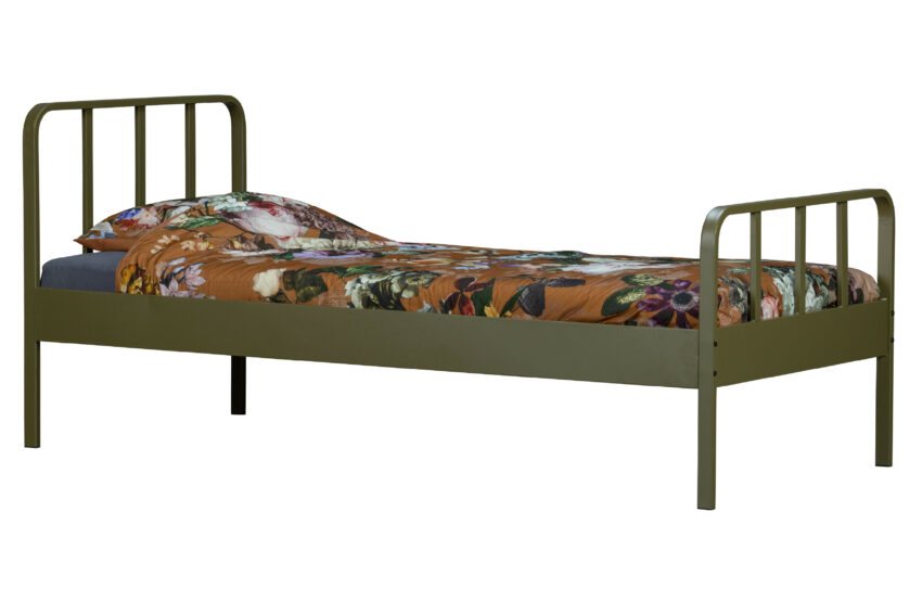 WOOOD Kovová postel MEES zelená 90x200cm