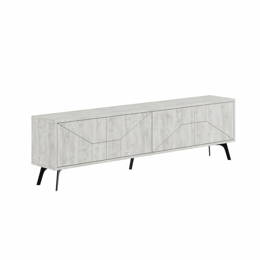 KALUNE DESIGN dřevěný TV stolek DUNE bílý 50x180 cm